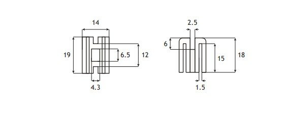 Otis deurgeleiding, Prima/Pax, nylon 18x19x14mm HxBxD