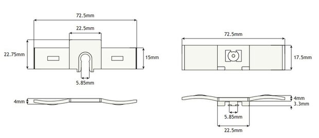 Ondergeleiding, kunststof, 74mm, toepasbaar op QKS11, T11/T82 cabine/schachtdeur 