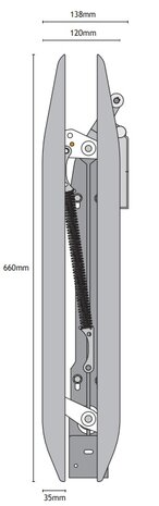 Ontgrendelschaats, 660mm, links, toepasbaar op Schindler QKS9 cabinedeur