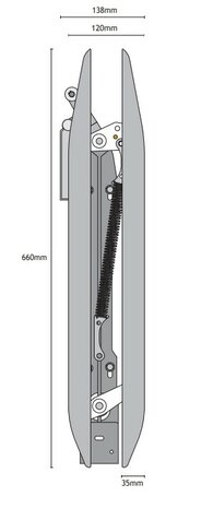 Ontgrendelschaats, 660mm, rechts, toepasbaar op Schindler QKS9 cabinedeur
