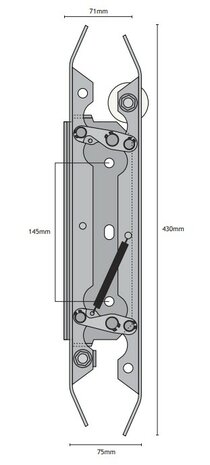 Ontgrendelschaats, 430mm, rechts, toepasbaar op Schindler Varidor 30 cabinedeur