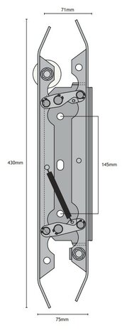 Ontgrendelschaats, 430mm, links, toepasbaar op Schindler Varidor 30 cabinedeur