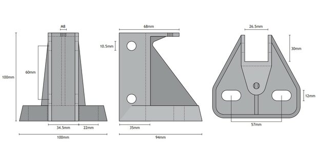 Slofhouder haaks, 100x100x95, WSMK-L10, EKL 5-16mm, Schindler