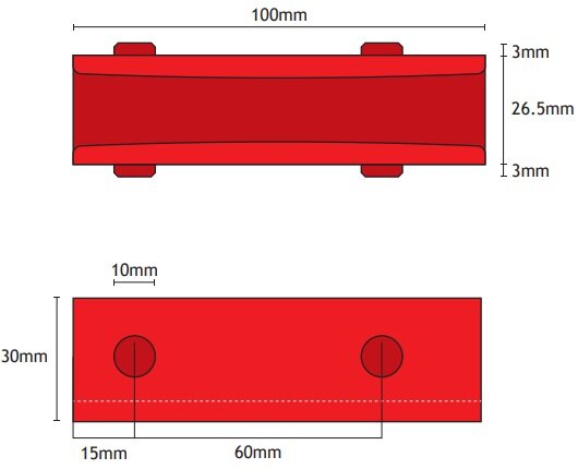 Slofvoering, 100x26x30mm, WSMK-L10, t.b.v. 16mm leider, Schindler