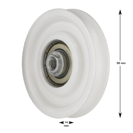 Thyssen deurrolS6/D6  ronde rail 68mm / asgat M8 getapt