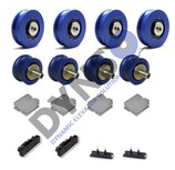 Basis revisiepakket DYNSO Sematic 2000, kooi/schachtdeur 60mm rollen, centraal open, 2 vleugels Basis revisiepakket DYNSO Sematic 2000, kooi/schachtdeur 60mm rollen, centraal open, 2 vleugels